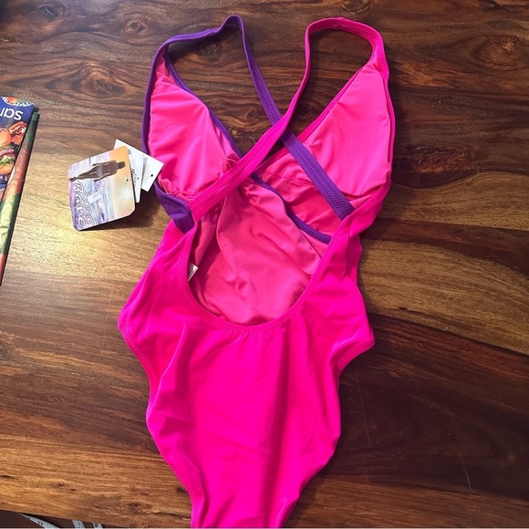 NWT Coco Rave Pink Purple Criss Cross One Piece Small Hot Pink Purple - Picture 7 of 9